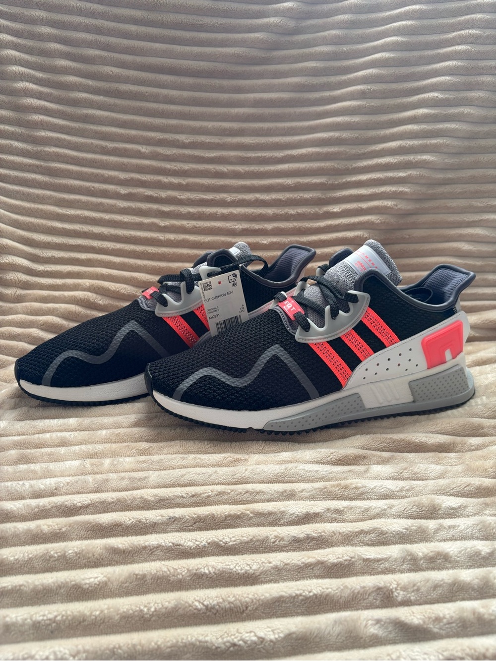 adidas Black Sneakers with Neon Pink Stripes